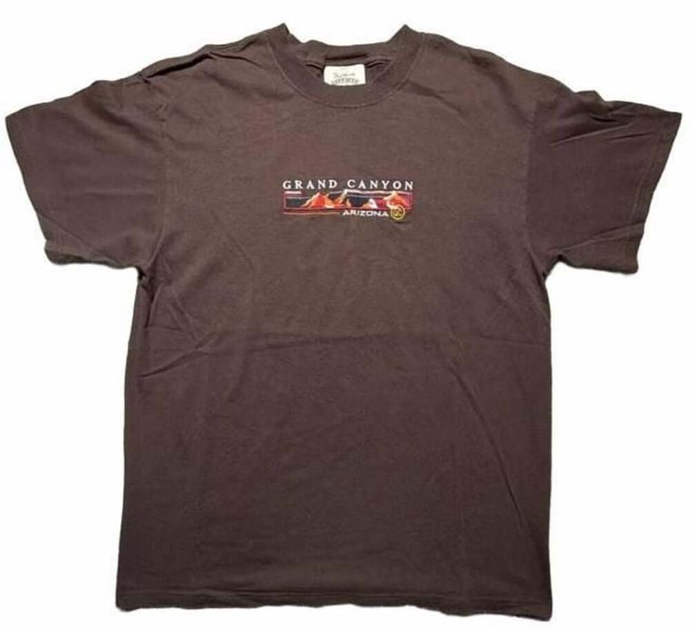 Fred Harvey Trading Company Grand Canyon T-Shirt Size L Brown Embroidered
